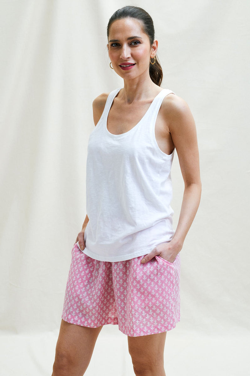 ASPIGA PYJAMA ORGANIC COTTON SHORTS LEAF PINK mrportobello