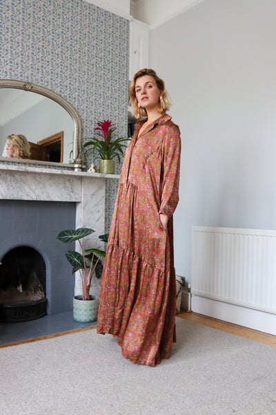 Golden Fields Silk Shirt Dress