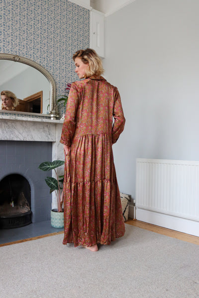 Golden Fields Silk Shirt Dress