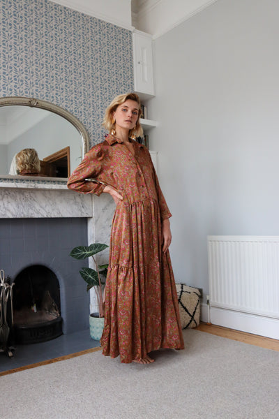 Golden Fields Silk Shirt Dress