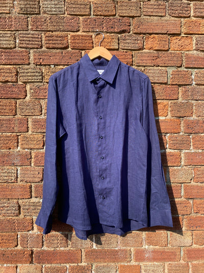 Navy Blue Linen Shirt