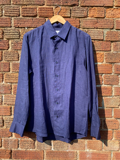 Navy Blue Linen Shirt