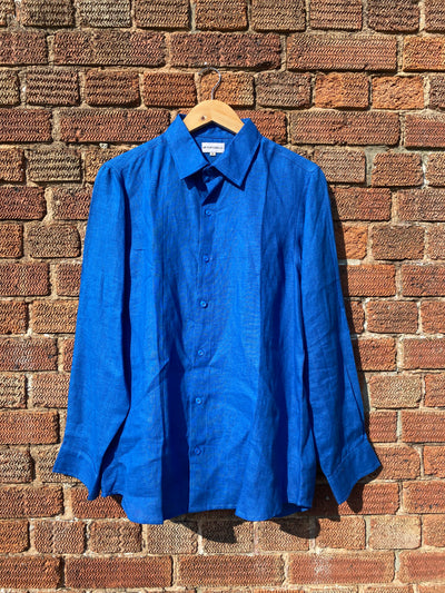 Cobalt Blue Linen Shirt