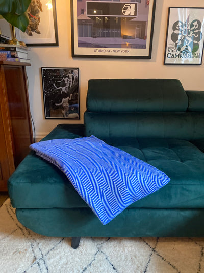 Cobalt Large Chevron Cashmere Blanket