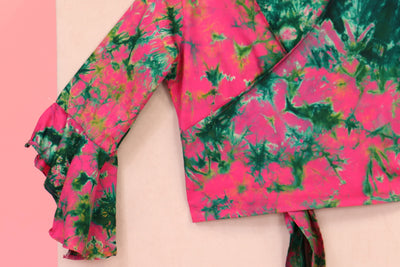 Sri Lanka Wrap Top Pink and Green