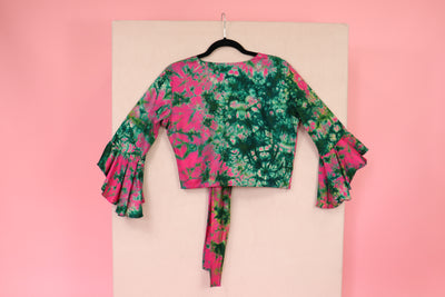 Sri Lanka Wrap Top Pink and Green