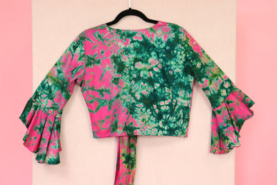 Sri Lanka Wrap Top Pink and Green