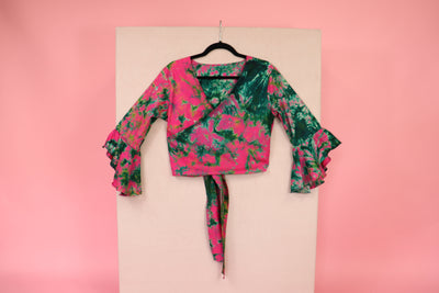 Sri Lanka Wrap Top Pink and Green